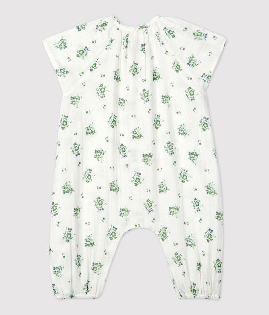 Mono largo con estampado de flores de gasa de algodón ecológico para bebé blanco MARSHMALLOW/blanco MULTICO