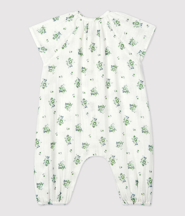 Mono largo con estampado de flores de gasa de algod&oacute;n ecol&oacute;gico para beb&eacute; blanco/multicolor