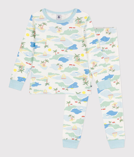 Pijama infantil de algodón con estampado blanco MARSHMALLOW/blanco MULTICO