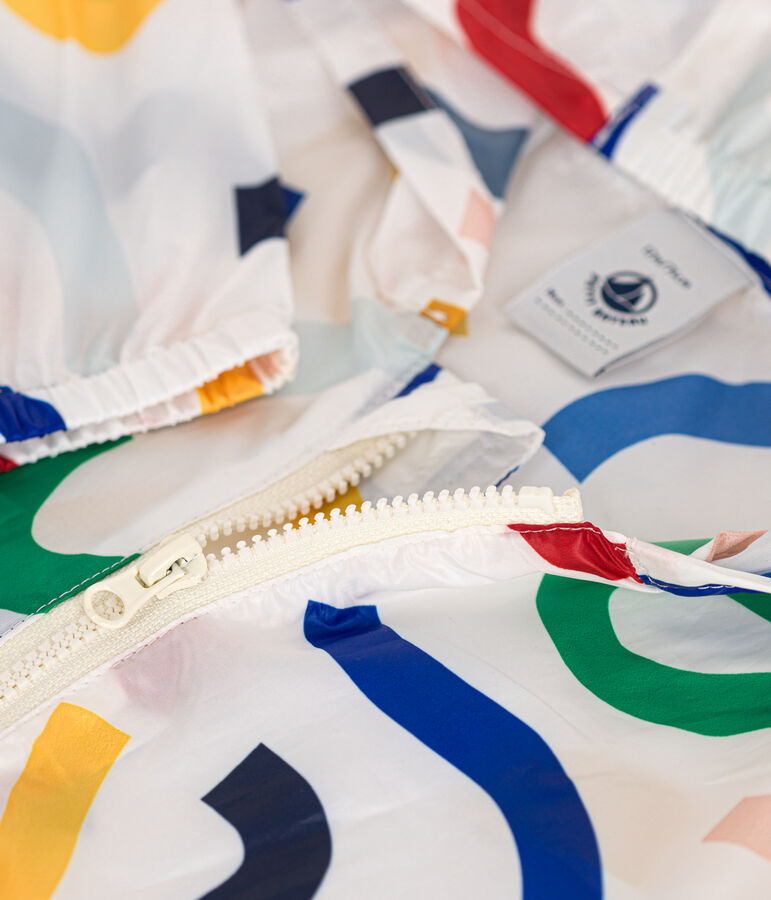 Cortavientos de poli&eacute;ster reciclado anti-UV para beb&eacute; blanco/multicolor