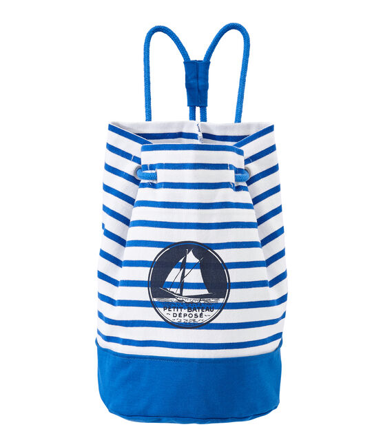 Bolsa marinera en jersey tupido para niño blanco MARSHMALLOW/azul PERSE