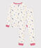 Pijama infantil de algodón con pierna muy ajustada y estampado de corazones blanco MARSHMALLOW/blanco MULTICO