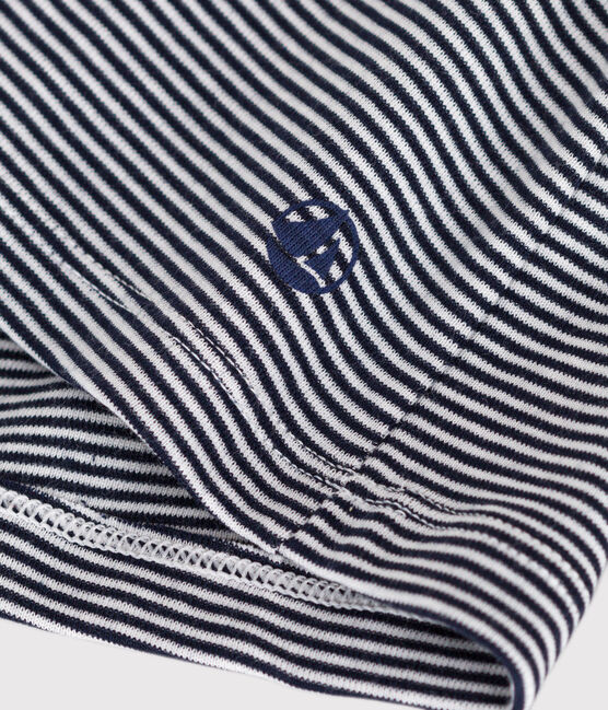 Camiseta La Icónica de algodón a rayas con cuello de pico para mujer azul SMOKING/blanco MARSHMALLOW