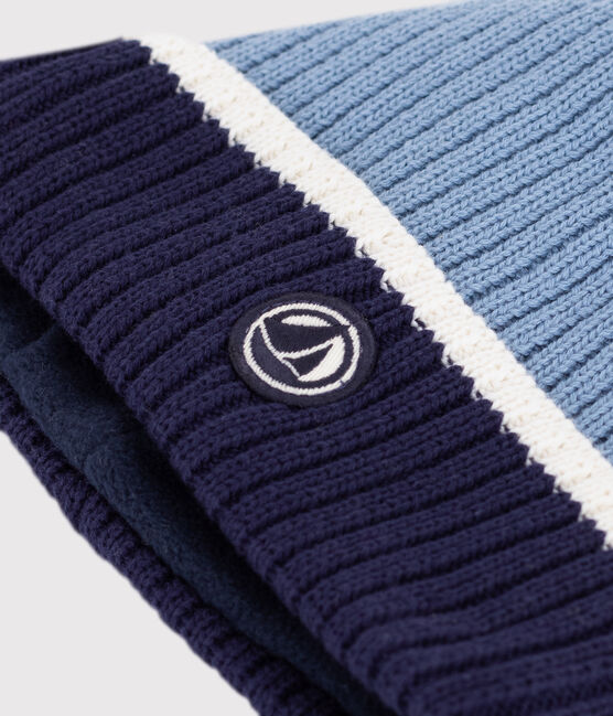 Gorro infantil de punto tricotado con forro polar ADRIATIC/ MARSHMALLOW