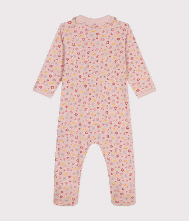 Pijama de algod&oacute;n con estampado de flores para beb&eacute; rosa/multicolor