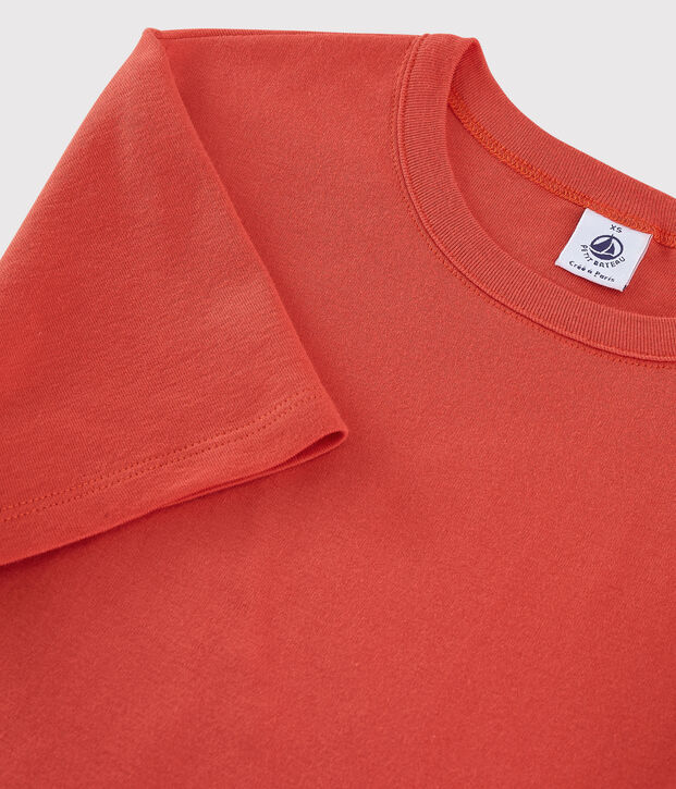 Camiseta de cuello redondo emblem&aacute;tica de algod&oacute;n de mujer naranja