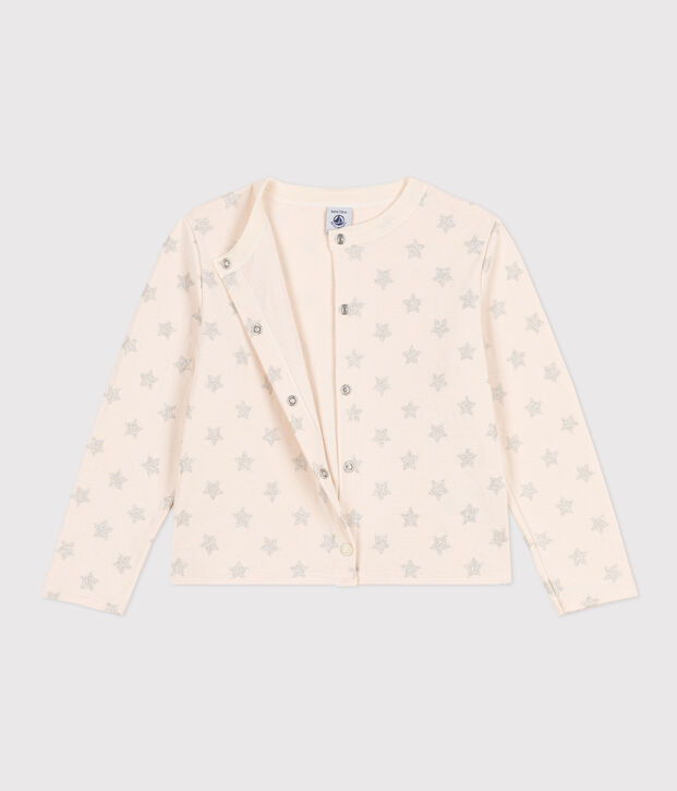 C&aacute;rdigan de t&uacute;bico estampado para ni&ntilde;a crudo/gris