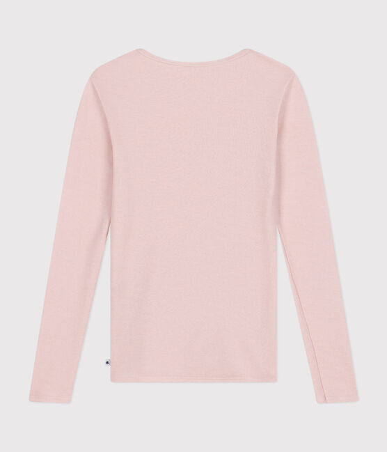 Camiseta de manga larga de lana y algodón para mujer rosa SALINE