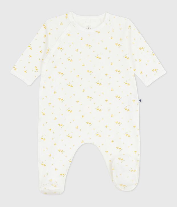Pijama de algod&oacute;n con flores para beb&eacute; blanco/multicolor