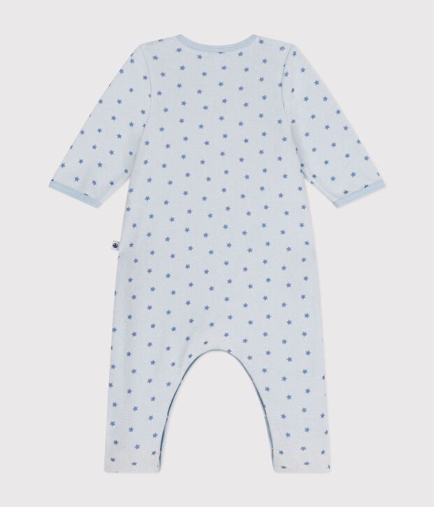 Bodyjama de terciopelo con estampado de peque&ntilde;as estrellas para beb&eacute; azul/azul