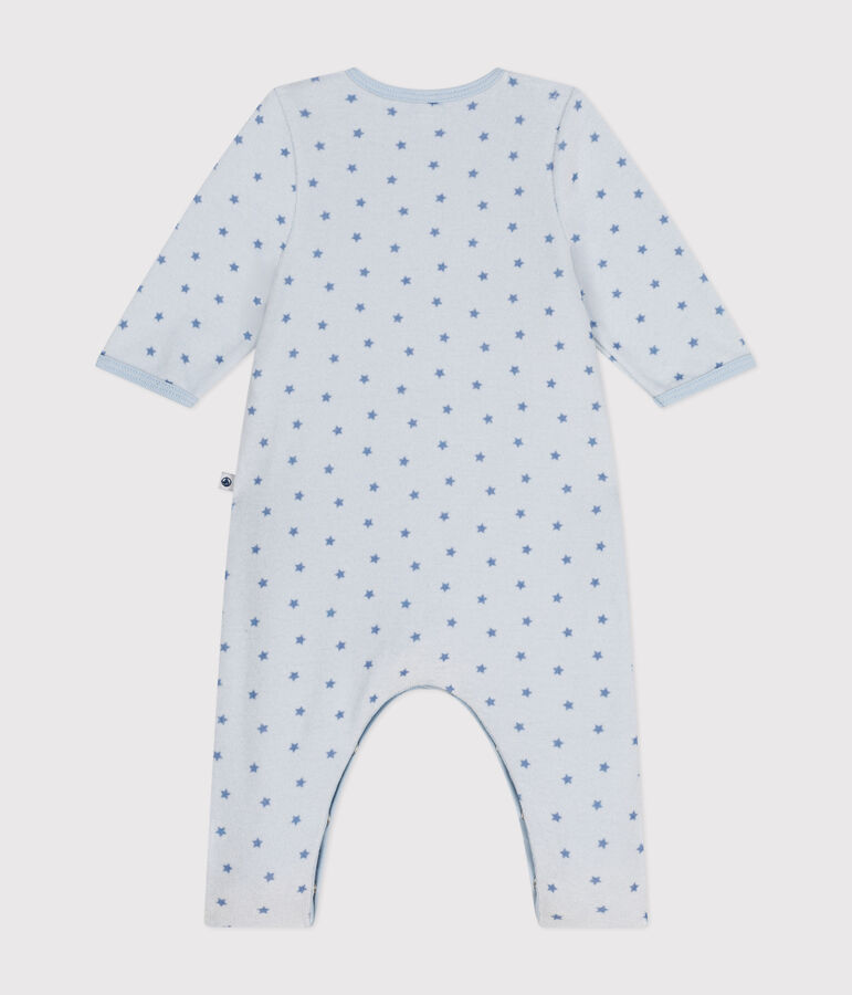 Bodyjama de terciopelo con estampado de peque&ntilde;as estrellas para beb&eacute; azul/azul