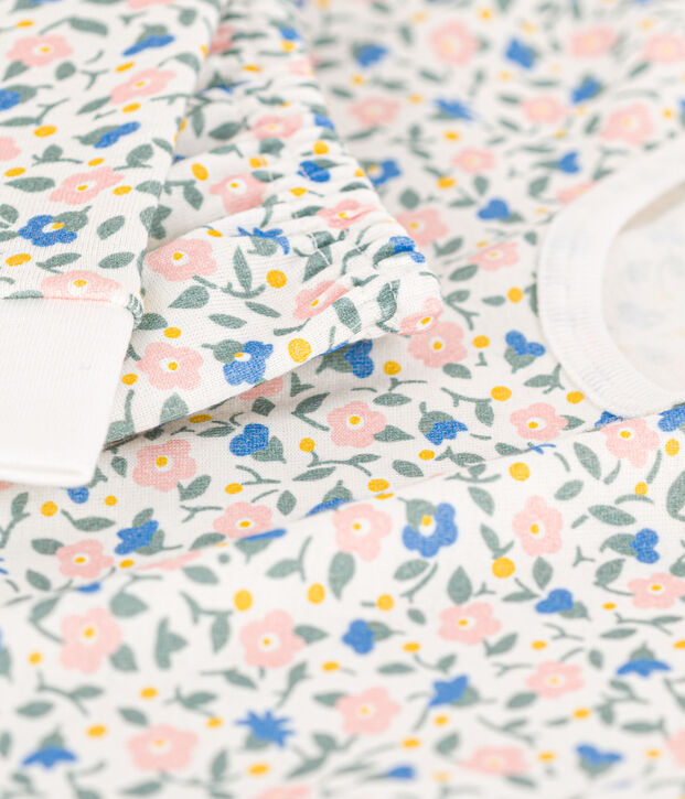 Pijama de algod&oacute;n ajustado para ni&ntilde;a blanco/multicolor