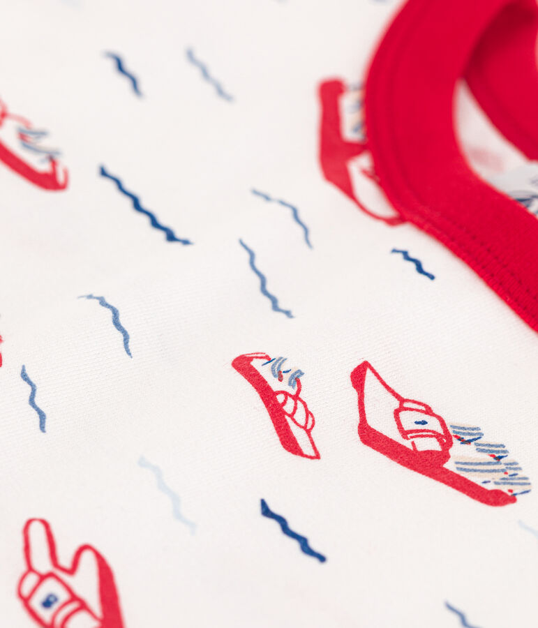 Camiseta estampada de manga corta de punto para beb&eacute; blanco/multicolor