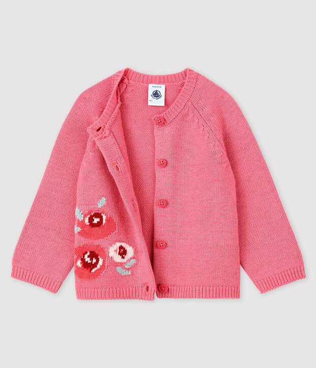 C&aacute;rdigan con Jacquard para beb&eacute; ni&ntilde;a rosa