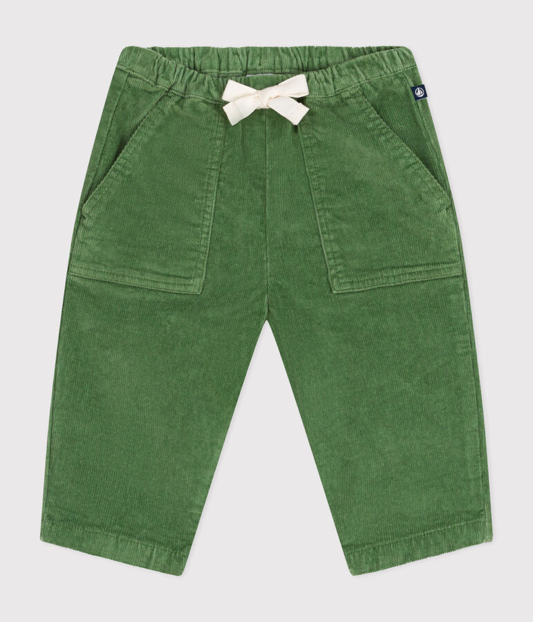 Pantal&oacute;n de terciopelo para beb&eacute; verde PALMERAIE