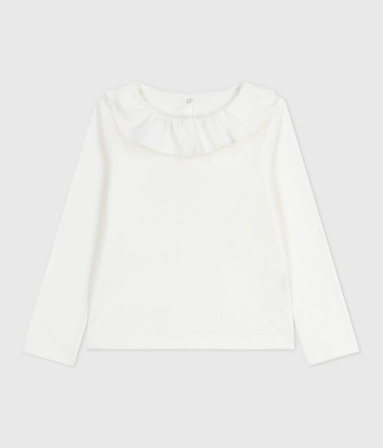 Camiseta infantil lisa de algodón de manga larga blanco MARSHMALLOW