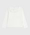 Camiseta infantil lisa de algodón de manga larga blanco MARSHMALLOW