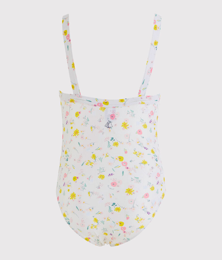 Traje de ba&ntilde;o de 1 pieza ecorresponsable para ni&ntilde;a blanco MARSHMALLOW/blanco MULTICO