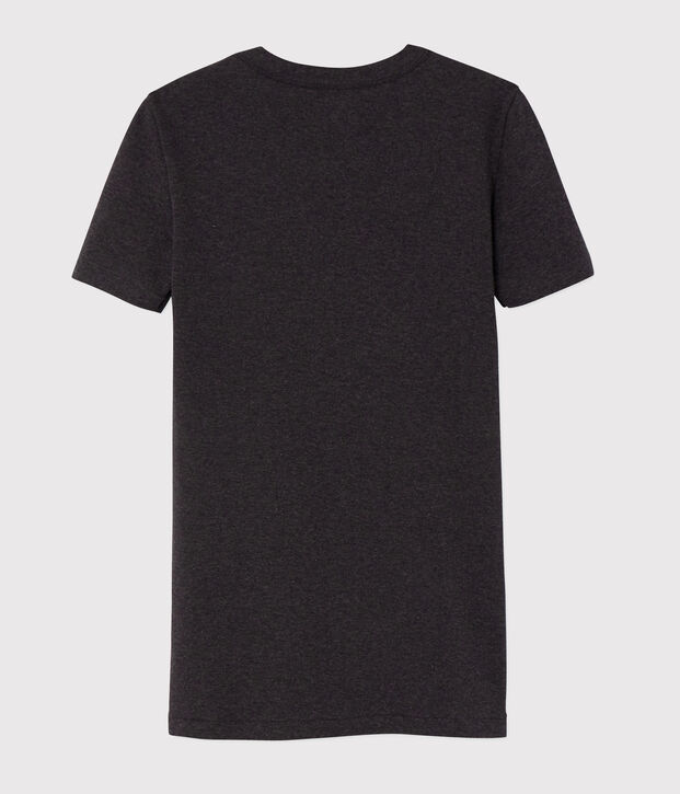 Camiseta de cuello redondo emblem&aacute;tica de algod&oacute;n de mujer gris