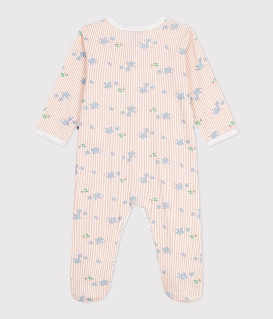 Pijama de algodón con estampado de elefantes para bebé blanco MARSHMALLOW/blanco MULTICO