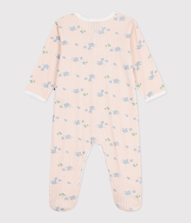 Pijama de algod&oacute;n con estampado de elefantes para beb&eacute; blanco/multicolor