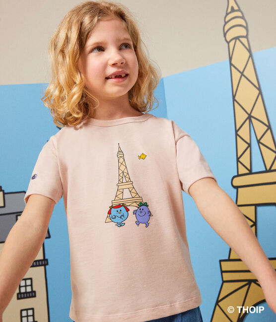 Camiseta infantil Monsieur Madame de algodón rosa SALINE