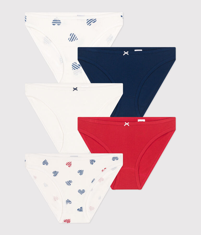 Juego de 5 braguitas de algod&oacute;n con estampado de corazones para mujer multicolor