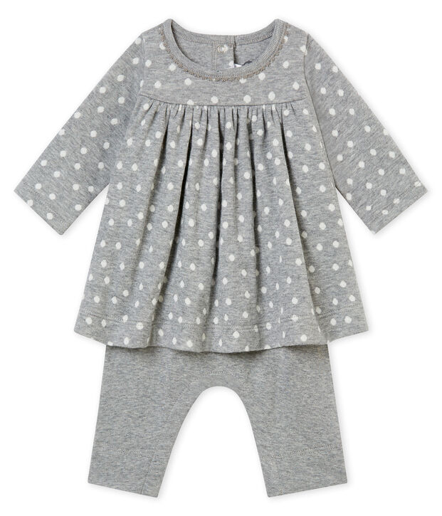 Vestido legging beb&eacute; ni&ntilde;a gris/multicolor