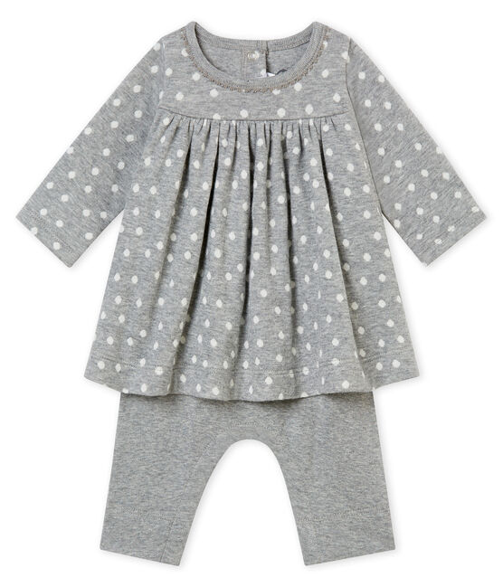 Vestido legging bebé niña gris SUBWAY/blanco MULTICO