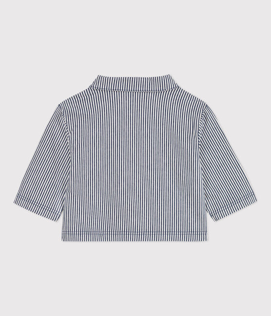 Chaqueta corta de tela a rayas para bebé azul MEDIEVAL/blanco MARSHMALLOW