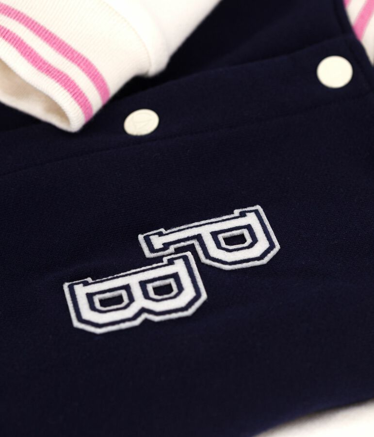 Chaqueta teddy infantil lisa de algod&oacute;n azul