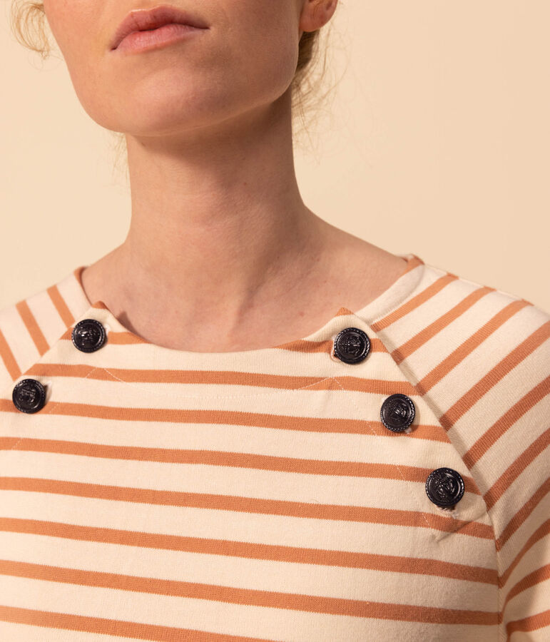 Marinera de algod&oacute;n con botones para mujer crudo/rosa