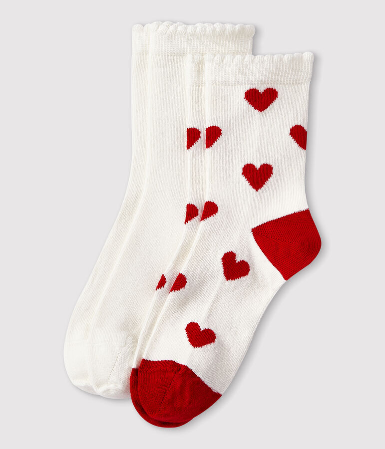 2 pares de calcetines infantiles de algod&oacute;n con estampado de coraz&oacute;n multicolor