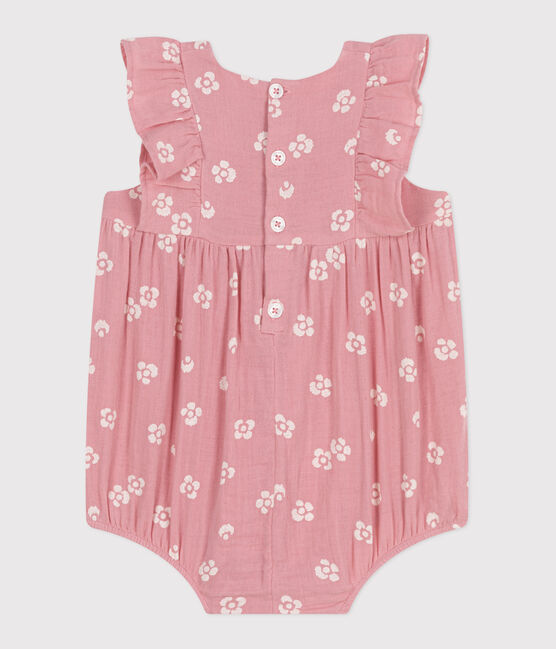 Pelele de algodón sin mangas con estampado de flores para bebé rosa CHARME/blanco MARSHMALLOW