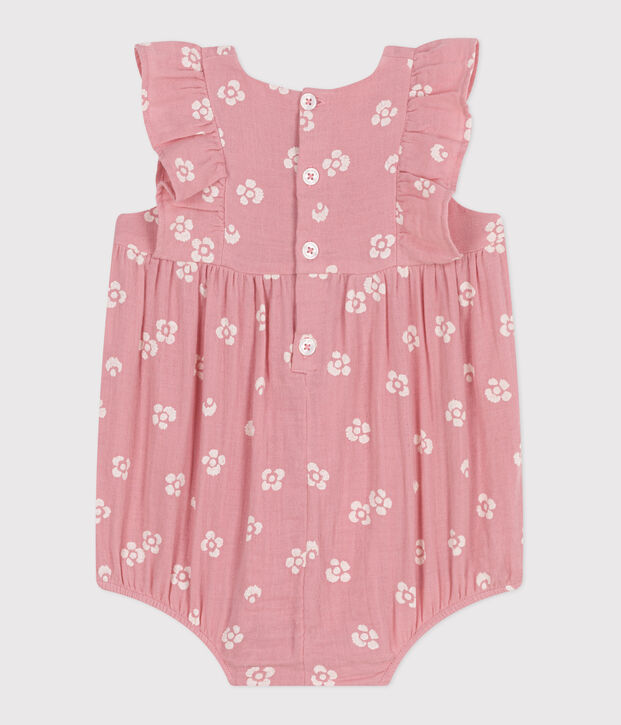 Pelele de algod&oacute;n sin mangas con estampado de flores para beb&eacute; rosa/blanco