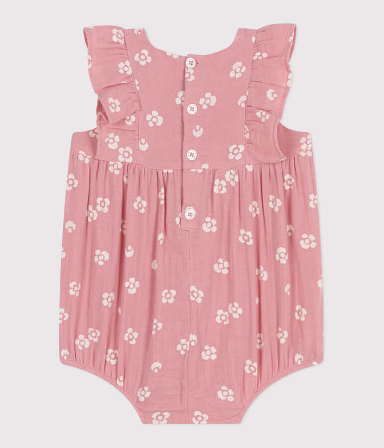 Pelele de algod&oacute;n sin mangas con estampado de flores para beb&eacute; rosa/blanco