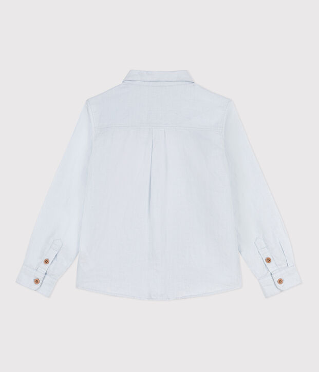 Camisa de lino de manga larga para ni&ntilde;o azul