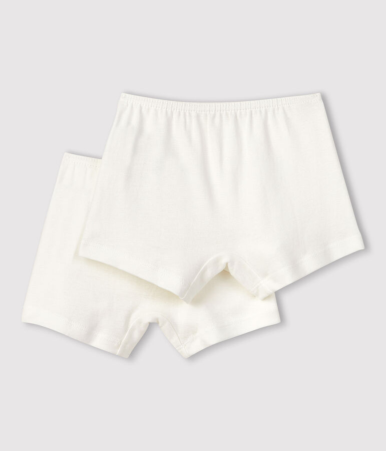 Juego de 2 culottes blancos de ni&ntilde;a de algod&oacute;n org&aacute;nico variante 1