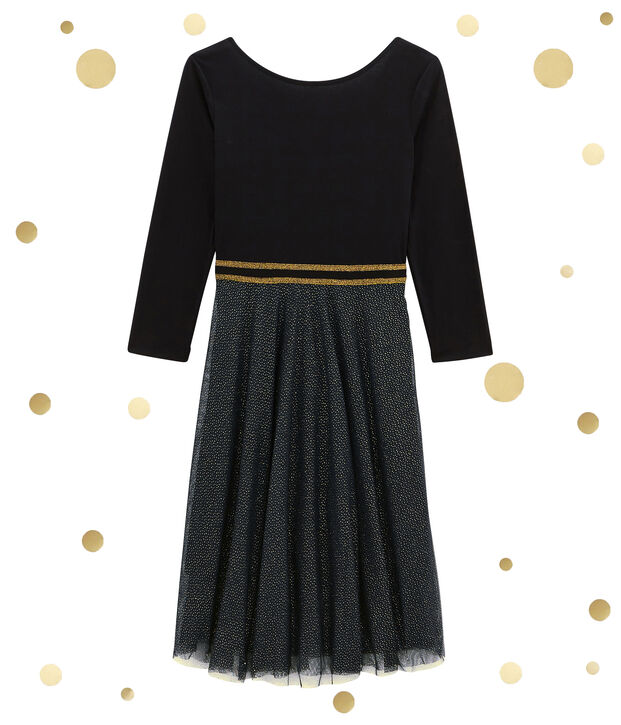 Vestido femenino en bi-materia negro/amarillo