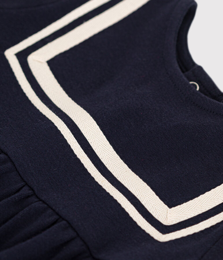 Vestido de estilo marinero de algod&oacute;n org&aacute;nico para beb&eacute;. azul