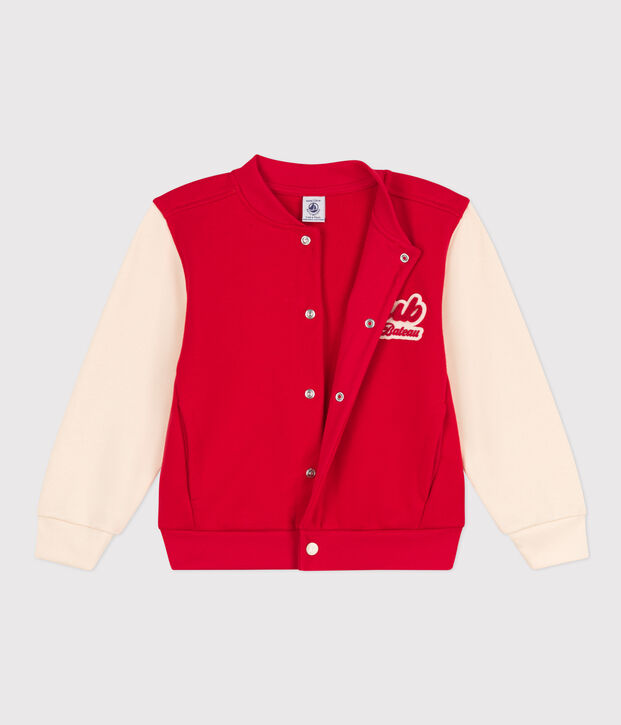Chaqueta teddy de felpa para ni&ntilde;o rojo/crudo