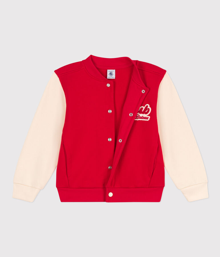 Chaqueta teddy de felpa para ni&ntilde;o rojo/crudo