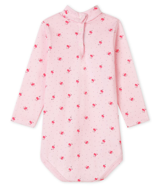Body de manga larga con cuello redondo para beb&eacute; unisex rosa/rosa