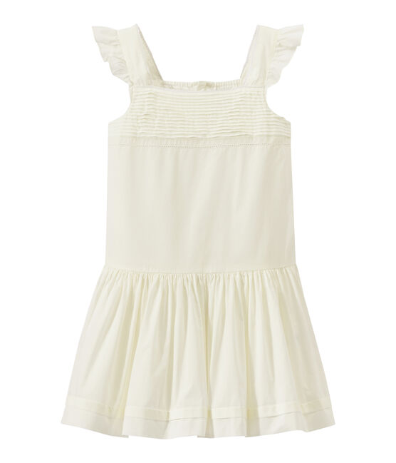 Vestido de cerimonía de niña mix encaje y algodón. blanco MARSHMALLOW