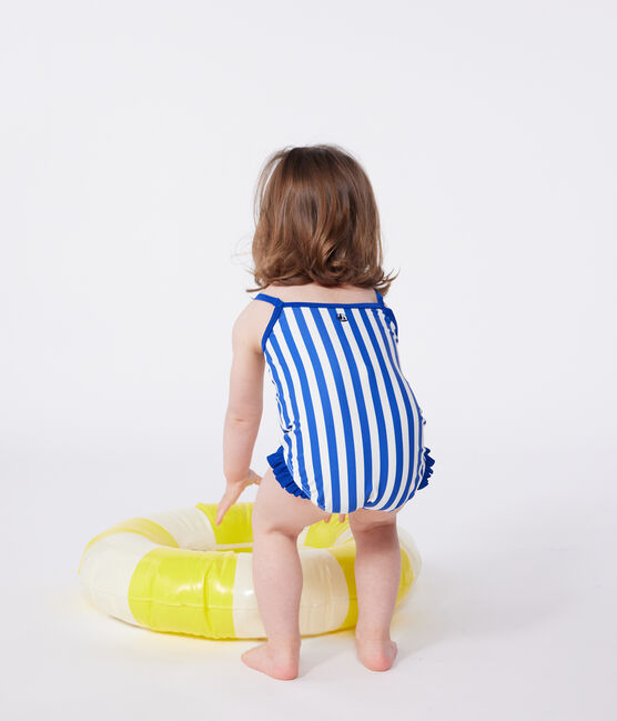 Bañador con volantes y estampado de rayas para bebé azul SURF/blanco MARSHMALLOW