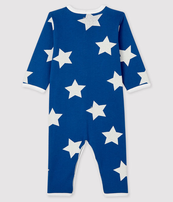 Pijama de punto acanalado azul con estrellas grandes para bebé azul MAJOR/blanco MARSHMALLOW