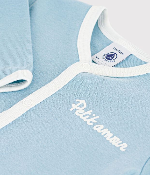 Pijama de algod&oacute;n liso para beb&eacute; verde