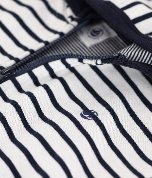 Sudadera con capucha de jersey grueso para beb&eacute; blanco/azul