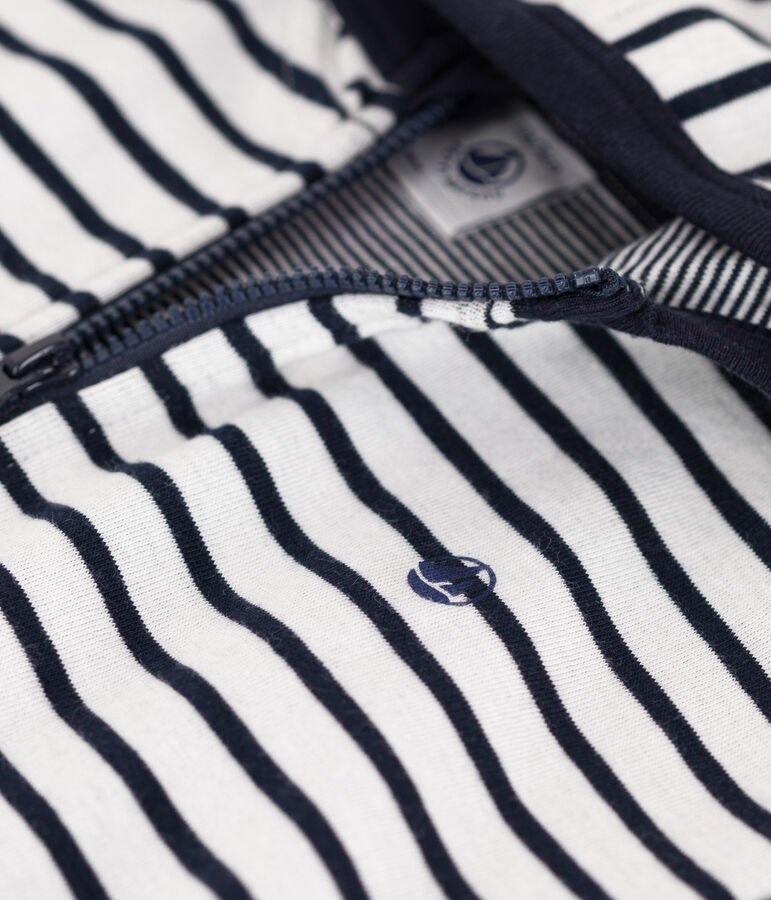 Sudadera con capucha de jersey grueso para beb&eacute; blanco/azul