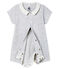 Bodyjama corto de punto para bebé gris POUSSIERE/blanco MARSHMALLOW